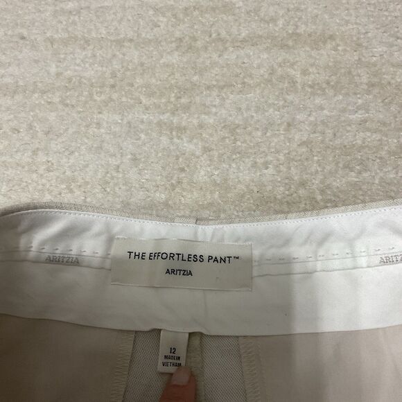 Aritzia Womens The Effortless Pant Linen Cropped Natural Ecru Size 12 $148 - Picture 3 of 12